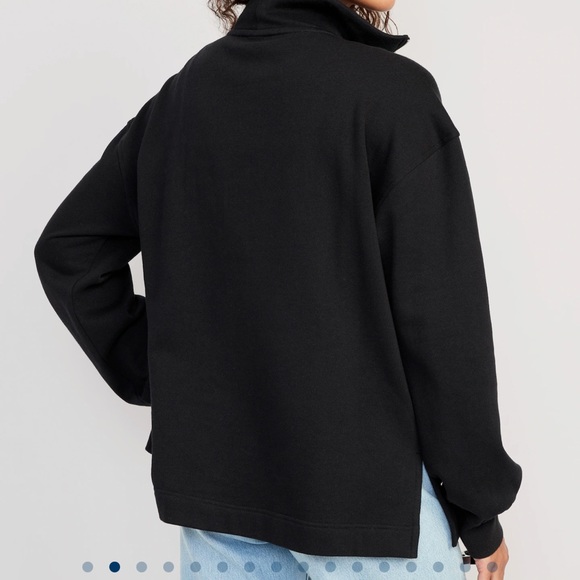 NWT OLD NAVY Oversized Half-Zip Pullover Tunic Color: Black Jack - Picture 3 of 6